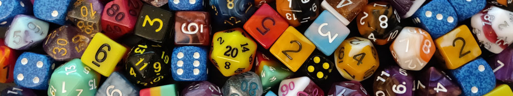 TTRPGkids - tabletop RPGs for kids, multicolored dice picture