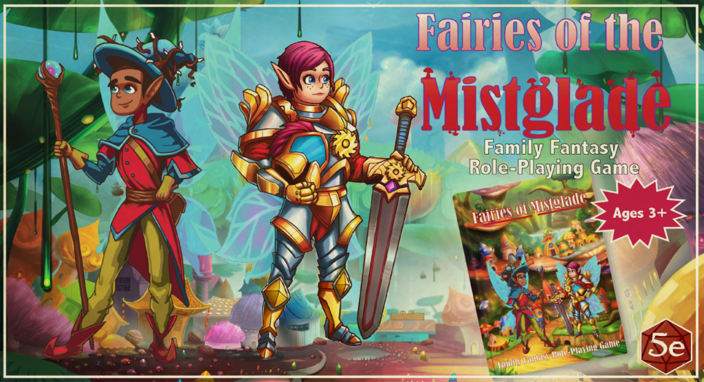 Fairies of the Mistglade promo image showing the characters and book for ages 3+