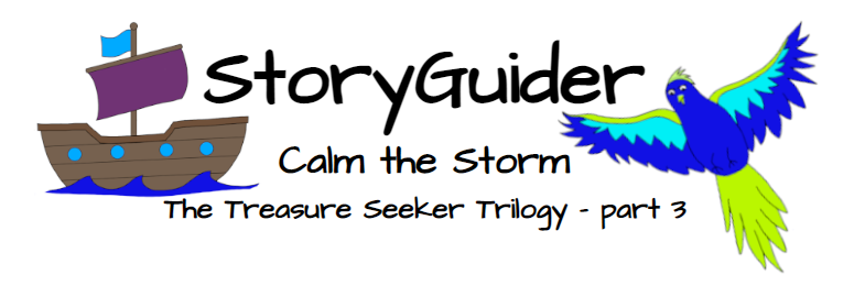 StoryGuider Calm the Storm title image - a high seas tabletop RPG adventure for kids!