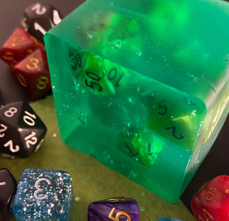gelatinous cube soap with dice inside