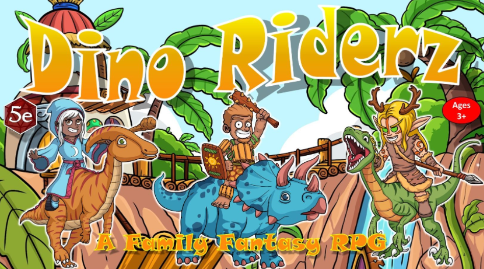 Dino Riderz, a family fantasy RPG title image