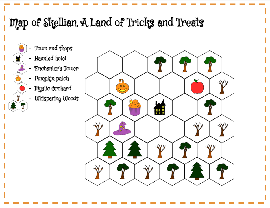 Skellian - halloween tabletop RPG for kids - game map