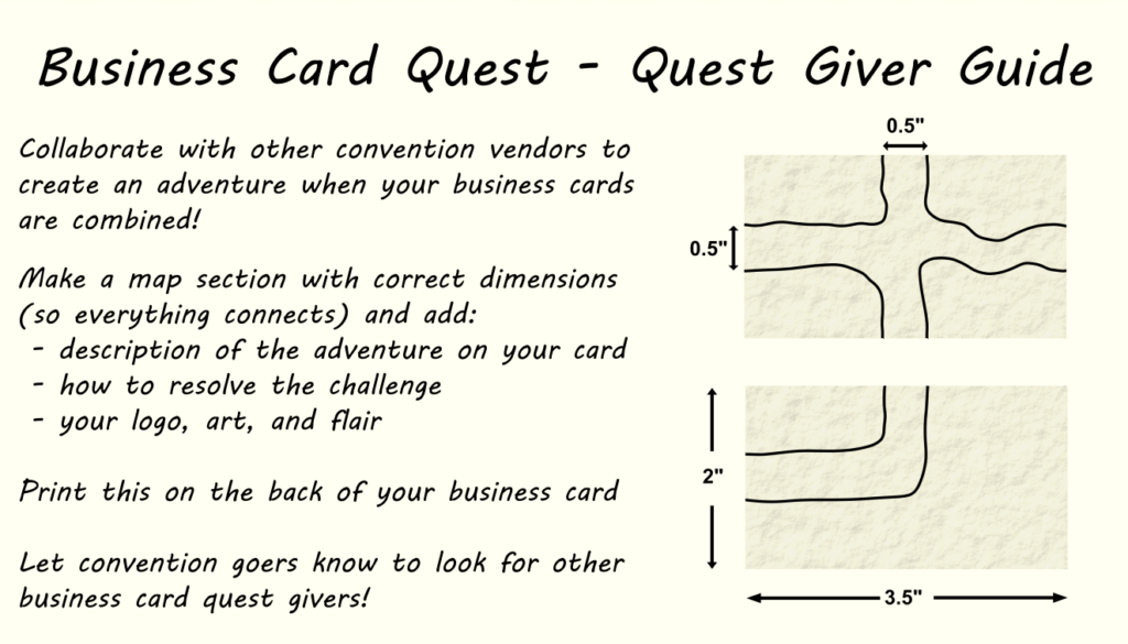 Business Card Quest - Que Giver Guide card
