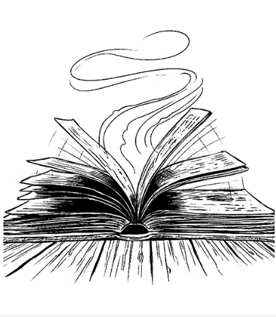 an open book with whisps of magic leaking out
