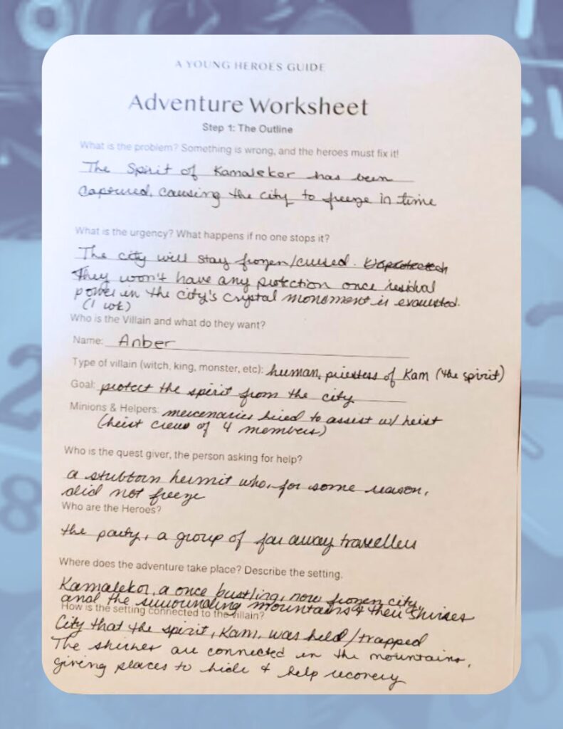a photo of an example worksheet