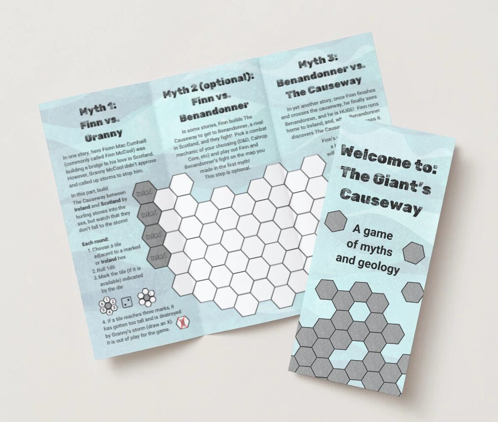 a mock up of Welcome to The Giant's Causeway showing a brochure cover and the interior of the brochure