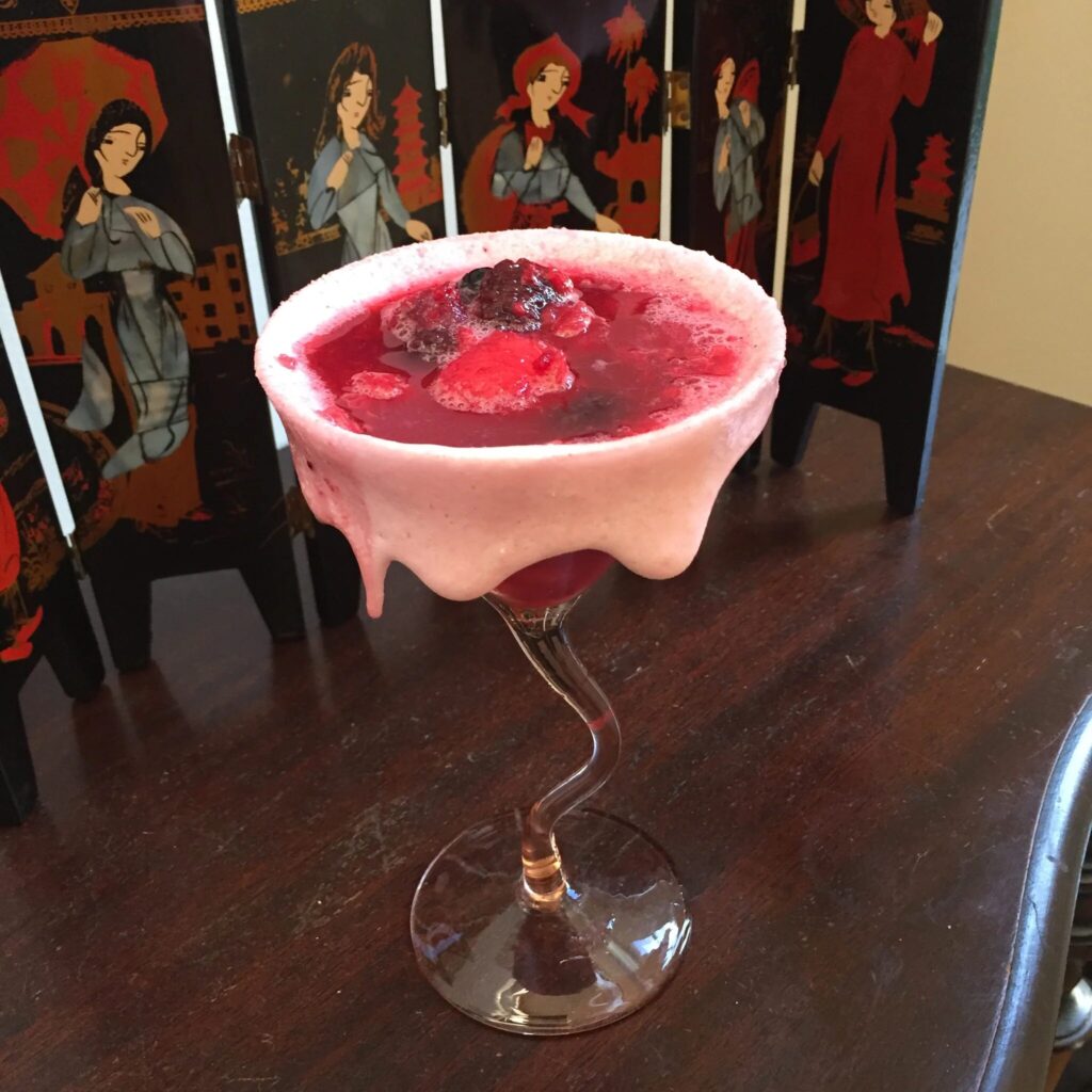 An example popping candy rimmed drink from the Cooking With Dice book