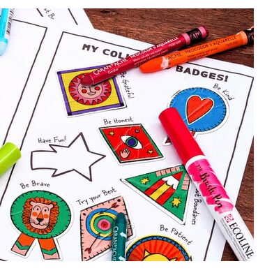 a graphic showing some of the stickers from Frances & Ġorġ – Camp Make-Believe!