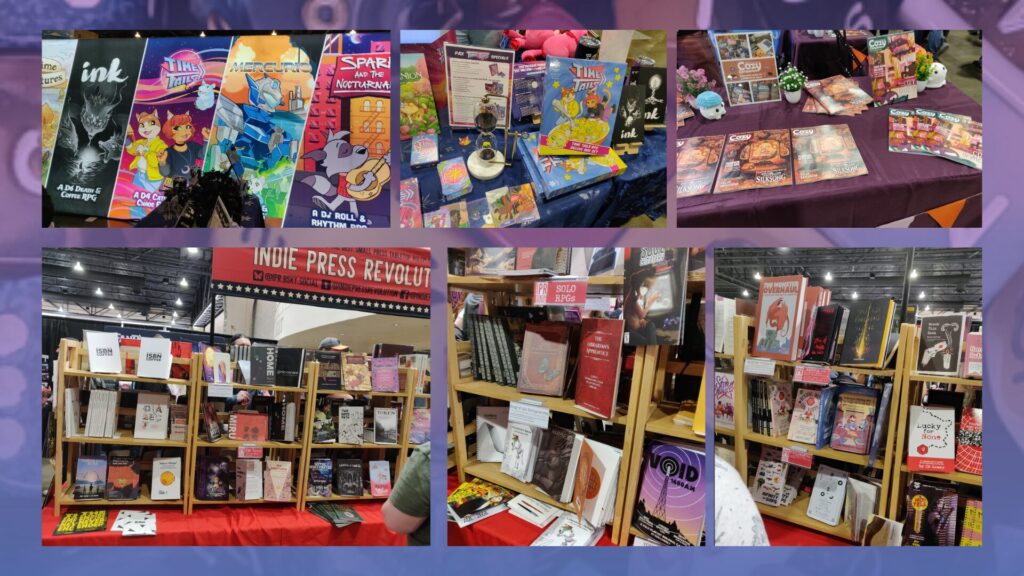 a collage of photos from the Snowbright Studio and IPR booths