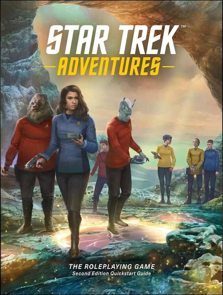 cover for Star Trek Adventures showing a group of Starfleet officers exploring a planet surface
