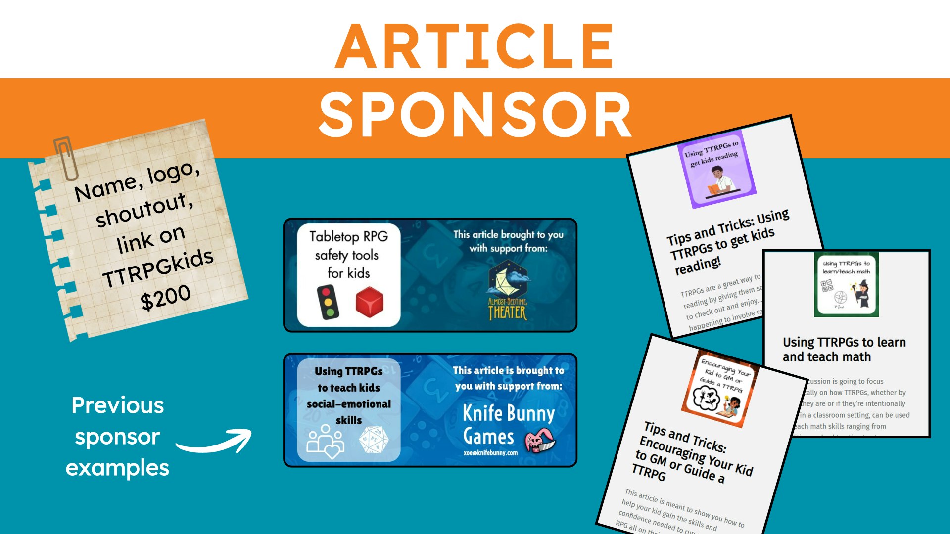 article sponsor reward tier