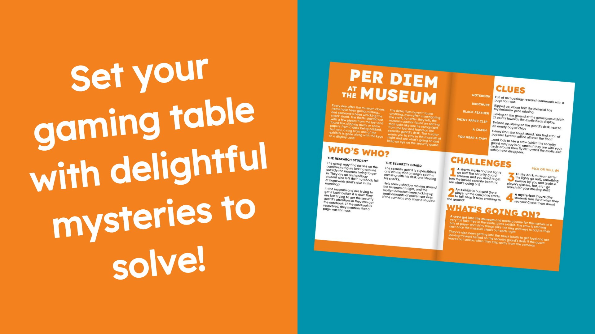 set your gaming table with delightful mysteries to solve