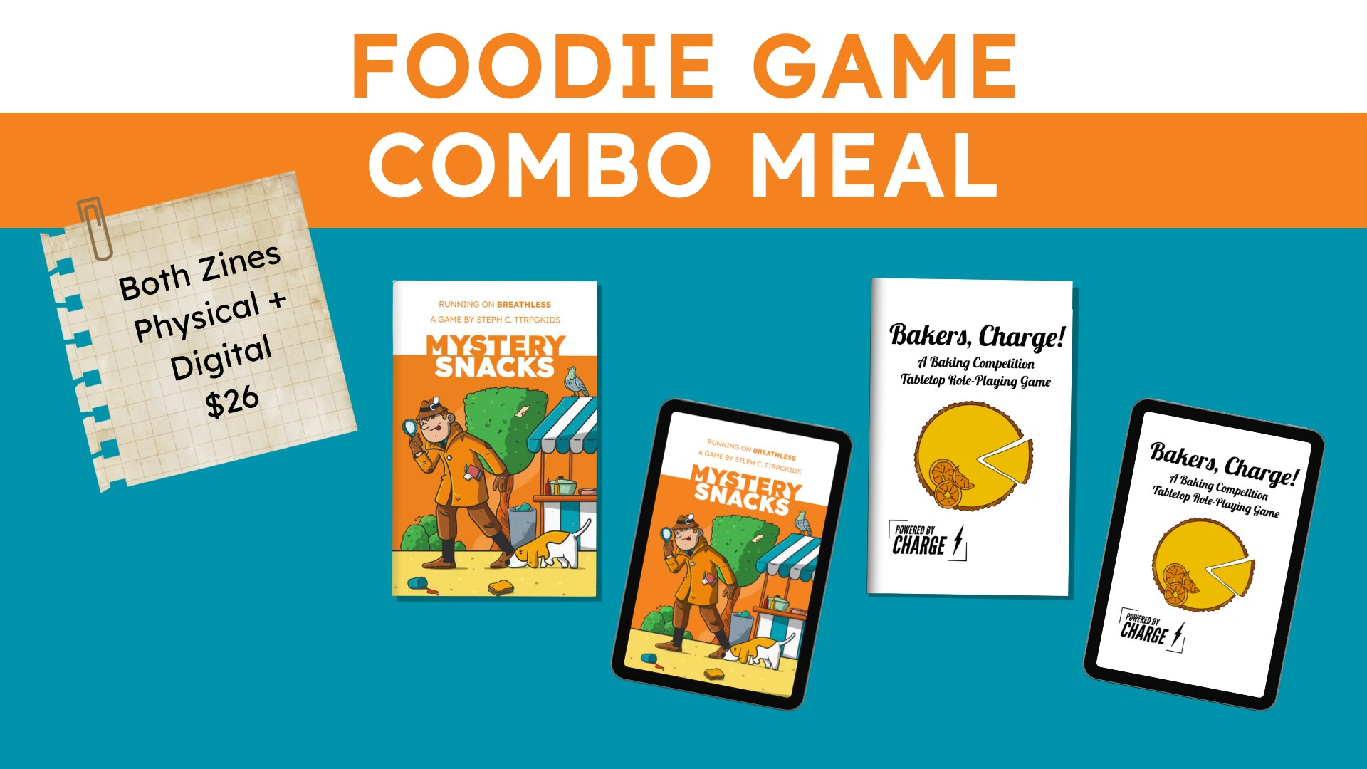 food game combo with mystery snacks and backers charge