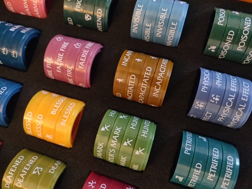 angled photo of some of the rings in their box