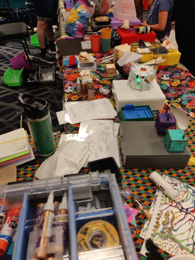 a photo showing a table of crafting supplies