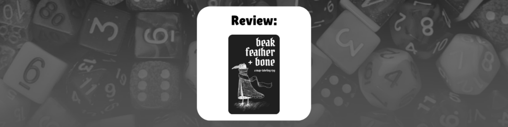 Review: Beak, Feather, & Bone shows cover art for the game that has an illustration of a ravenfolk on it