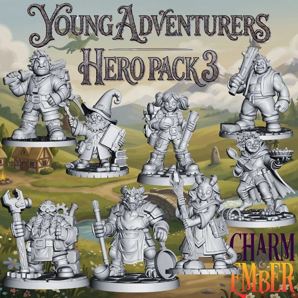an image of the Young Adventurers Hero Pack 3 with 8 new minis in the collection